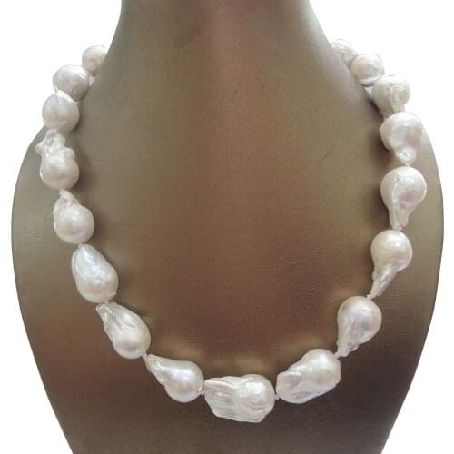 HIGH QUALITY 100% NATURE FRESHWATER BIG Baroque PEARL NECKLACE-good quality-925 SILVER HOOK-13-18 mm big baroque