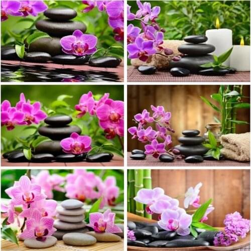 PDMDOG Diamond Painting Full Square Round Drill Orchid Cross Stitch Kits Stone Bead Embroidery Diamond Mosaic Flower Handicraft