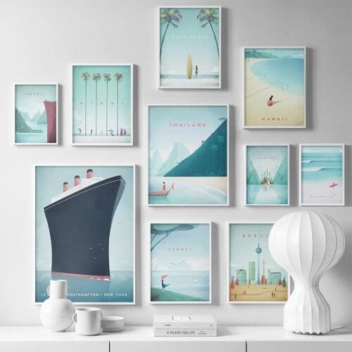 Famous World Attractions Travel Poster Hawaii Art Canvas Wall Picture Painting Print For Living Room Bedroom Modern Home Decor