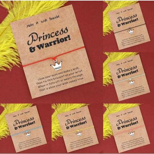 Princess & Warrior Princess Bracelet Princess Crown Red Rope Paired Bracelets Crown Charm Friendship Jewelry