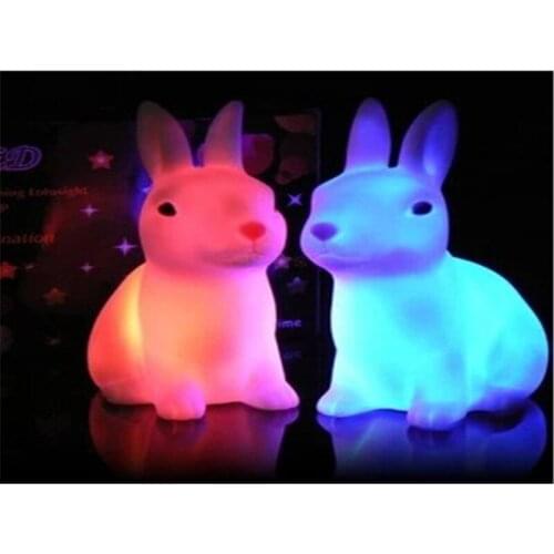 Gags & Practical Jokes White Rabbit A Night Light Colour Changes Toy For Children Unisex Plastic 2021