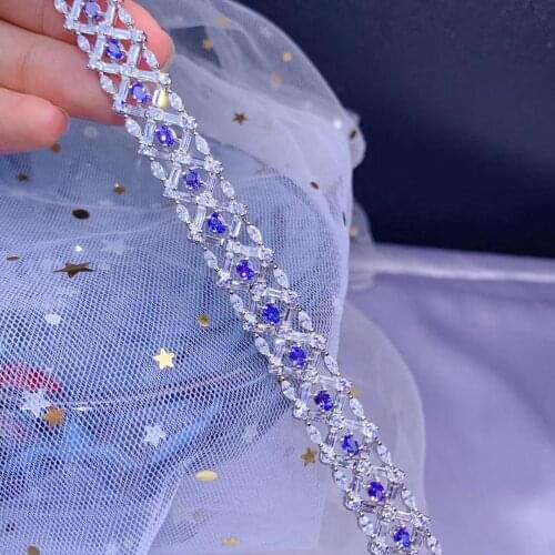 The best gift for engagement Tanzanite Bracelet Free shipping 925 sterling silver Fine jewelry Tanzanite Bracelet