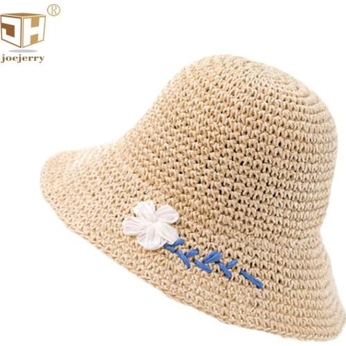Summer Flower Beach Hat for Women Sun Crochet Straw Bucket Hat 2021New