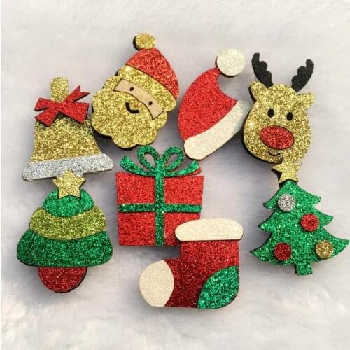 Mix Style Merry Christmas Padded Applique Crafts for Children Headwear Hair clip Accessorie and Garment Accessoires 8PCS/Lot