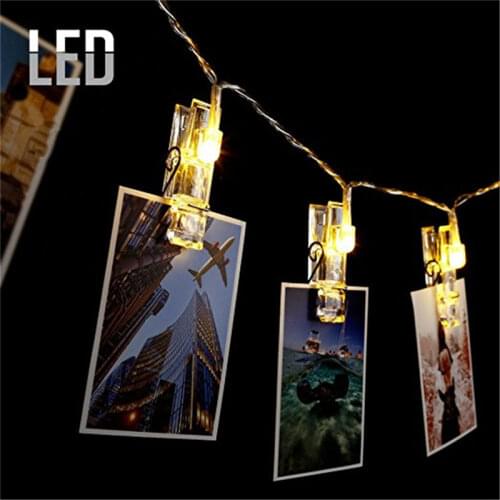 10 20 40 LED Garland Card Photo Clip Led String Fairy Lights Battery Operated Christmas Garlands Wedding Valentines Decoration