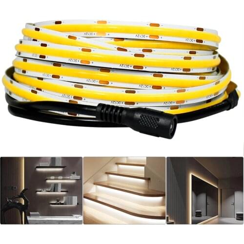 COB LED Strip Light 480 Chips/M High-Density Flexible COB LED Tape Lights LED Rope Light for Bedroom Home Cabinet DIY Lighting