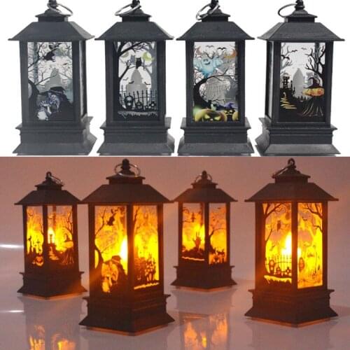 Halloween Decoration Led Candles Tea Light Vintage Castle Pumpkin Ghost Hanging LED Lantern Lamp Halloween Party Home Supplies