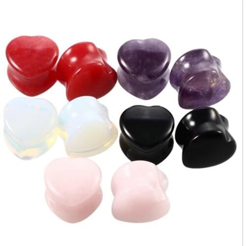 Heart Natural Stone Ear Plugs Tunnels Flesh Expansions Piercing Ear Plugs Earring Gauges Ears Expanders Rings Body Jewelry Gifts
