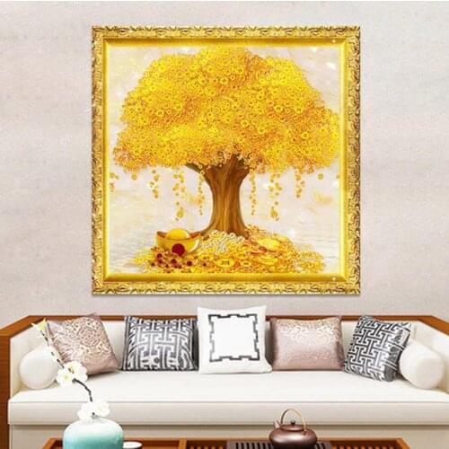 Fortune Tree DIY Embroidery Cross Stitch 11CT Set Needle and Thread Set Cotton Thread Printed Canvas New Home Decoration Design