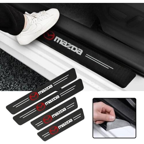 Carbon Fiber leather Car Trunk Threshold Anti-Stepping Protective Sticker For Mazda Mazda 6 Mazda 3 Mazda 2 CX3 CX4 CX5 CX7 CX9