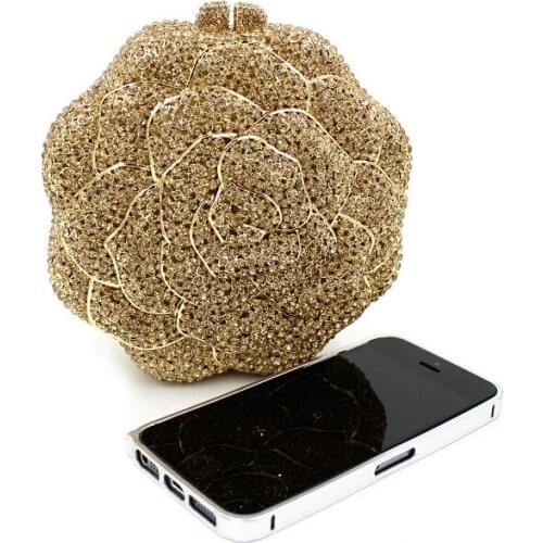 XIYUAN Ladies Bridal wedding party purse elegant crystal purses women evening party handbag fashion flower diamonds crystal bag