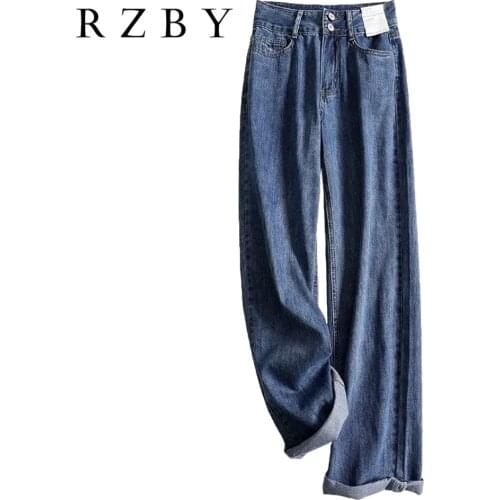 Woman Jeans High Waist Trousers Wide Leg Pantalones Denim Streetwear Vintage Fashion Harajuku Straight Pants Plus Size RZBY326