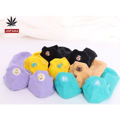New Womens Socks Shallow Top Cotton INS Fashion Spring/summer Web Celebrity Cute Cartoon Embroidered Socks