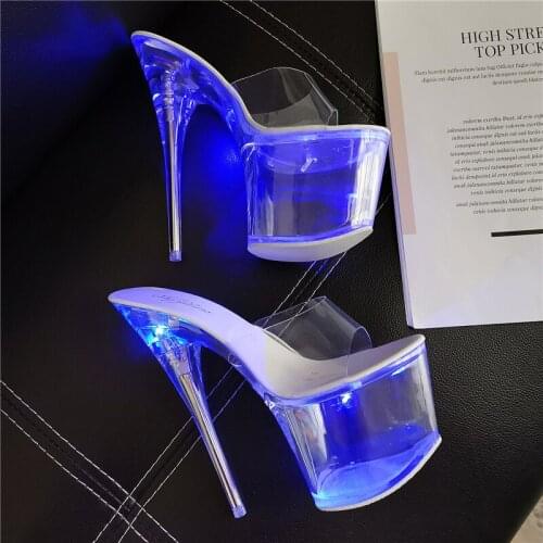 2020 Summer Women Crystal 17.5cm High Heels 7.8cm platform Sandals Mules Shales Slides lady Strange Heels Slippers Sexy Shoes