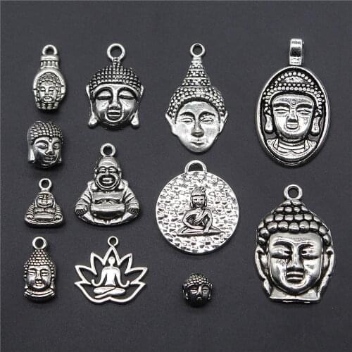 10pcs Charms Buddhism Buddha Antique Silver Color Buddha Statue Pendant Charms Buddhism Buddha Charms Jewelry Accessories