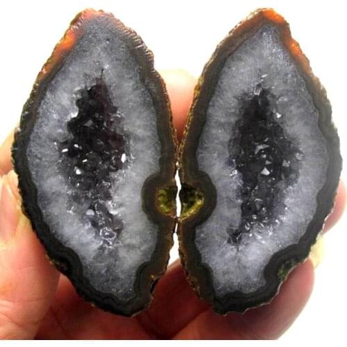 107g Pair of Unpolished Achat Agate Thunderegg Half Geode - crystals and stones healing Mineral specimen Home Decor x0492