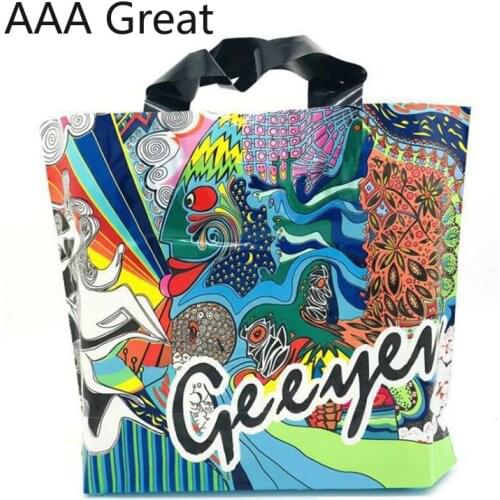 150Pcs/Lot Carry Out Bags Gift Bag Retail Supermarket Grocery Shopping Plastic Bags With Handle Food Packaging Christmas Present