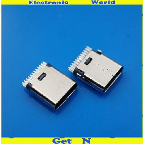 20pcs type c 3.1 Vertical USB Female Jack 24Pin 3.1 USB Socket Connector Plug 180 Degrees Plywood Inline