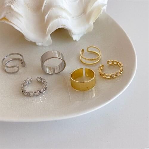 3pcs Geometric Circle Punk Rings Set For Women Gold Color Opening Cuff Finger Ring Adjustable Knuckle Ring Set Accessories