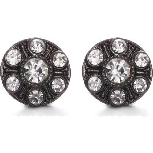 4 Colors Mini Flower Crystal Ginger Snap Button Vintage Gun Black Metal Snap DIY 12mm Snap Earrings Bracelets Jewelry Gift
