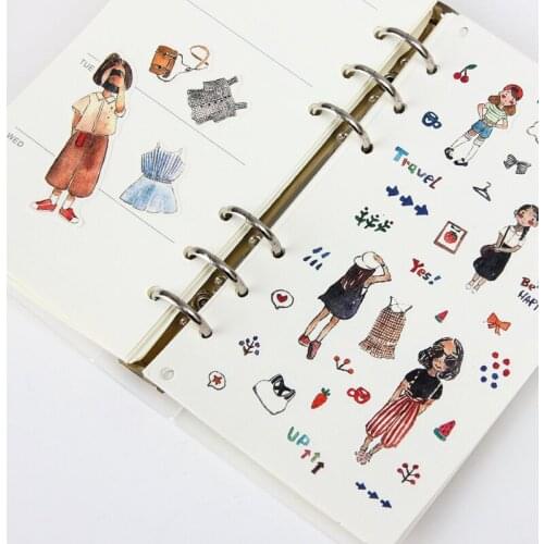 4pcs/set Cute Cartoon Girl Hand Account Stickers DIY Photo Album Color Lead Painting Stickers Student Supplies