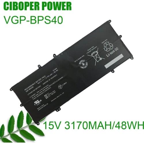 Laptop Battery VGP-BPS40 15V 3170MAH 48Wh For SVF 15A/14A SVF15N17CXB SVF15N18PXB SVF15N28PXB SVF14N SVF14NA1UL SVF14N11CXB