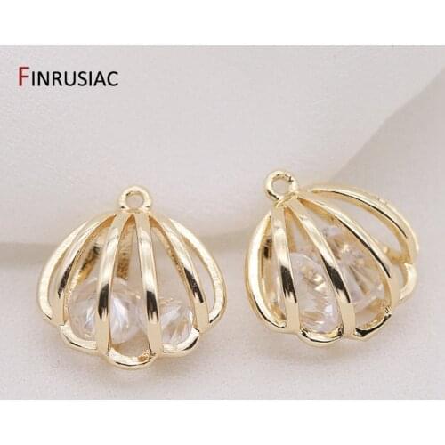 Supplies For Jewelry Wholesale 14k Gold Plated Hollow Zircon Shell Pendant For DIY Jewelry Making Findings Components