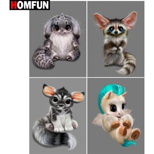 HOMFUN Diamond Embroidery "Raccoon animal" Pattern DIY 5D Diamond Painting Needlework Cross Stitch Full Drill Painting