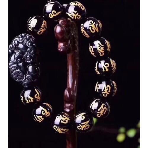 Beads Bracelets Wristbands Obsidian Good Luck Feng Shui Black Pixiu Wealth Unisexual