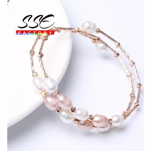 Fashion Beautiful Real Natural Freshwater Irregular Pearl Bracelets White Pearl Bracelet For women Birthday Charms Jewelry Gifts