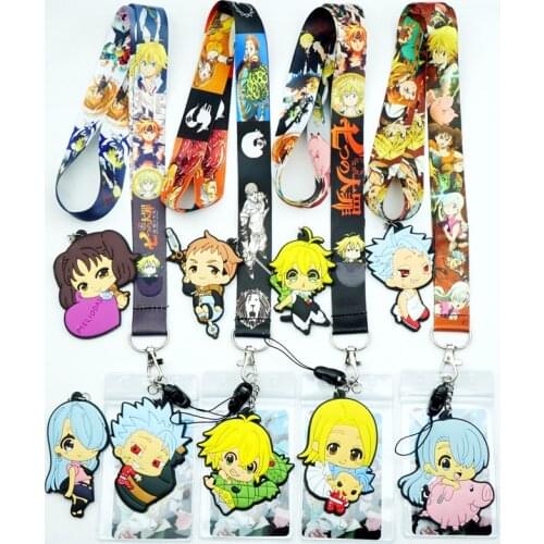 Anime The Seven Deadly Sins Meliodas Hawk Lanyard Neck Straps ID Card Holder Pendant Keyring Charms Mobile Phone Keychain Gift