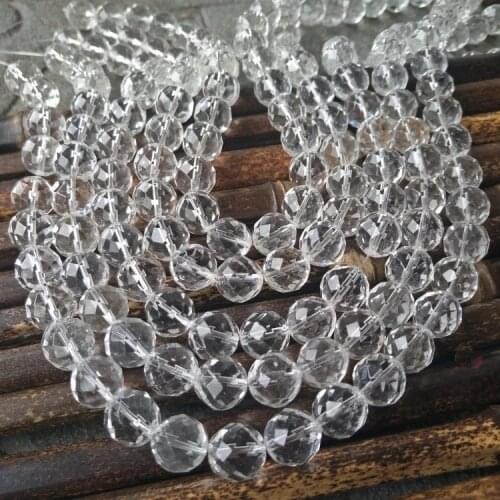 White crystal round faceted 6/8/10/12/14mm 15" for DIY jewelry making loose beads FPPJ wholesale beads nature gem stone