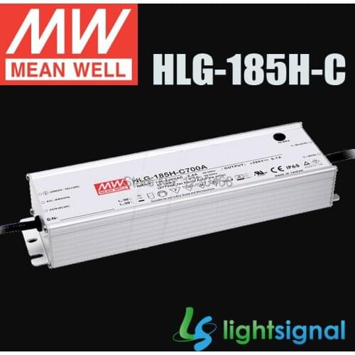 MeanWell constant current LED driver HLG-185H-C with 185W IP65 / IP67 Waterproof PFC optional dimming LED driver