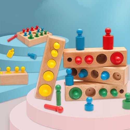 Montessori Cylinder Socket Puzzles Toy Baby Development Practice And SensesPreschool Educational Wooden Toys For Children