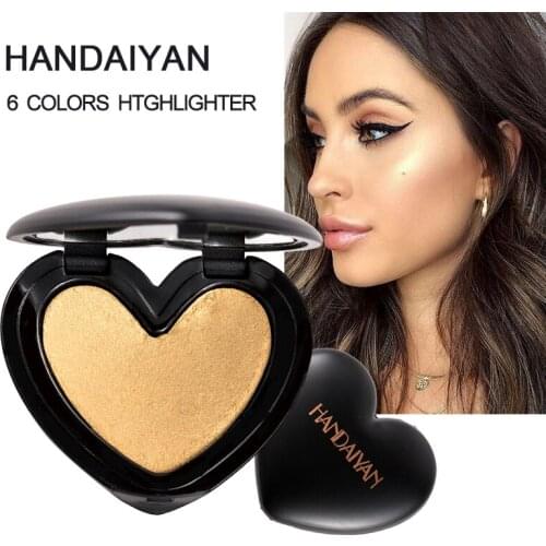 Handaiyan contouring makeup baked highlighter palette gold silver waterproof long lasting metallic highlighter powder HF126