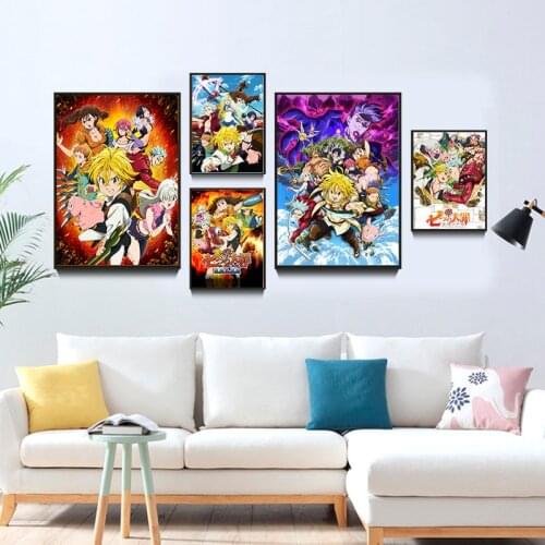 Japanese Anime The Seven Deadly Sins Retro Comics Picture Quality Canvas Painting Poster Bedroom Living Cafe Art Home Wall Decor