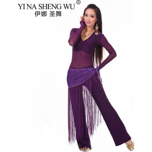 Belly Dance Costume Dance Practice Set Performance Top+Pants+Hip Scarf Indian Dance Lady Belly Dancing Professional Dance Wear