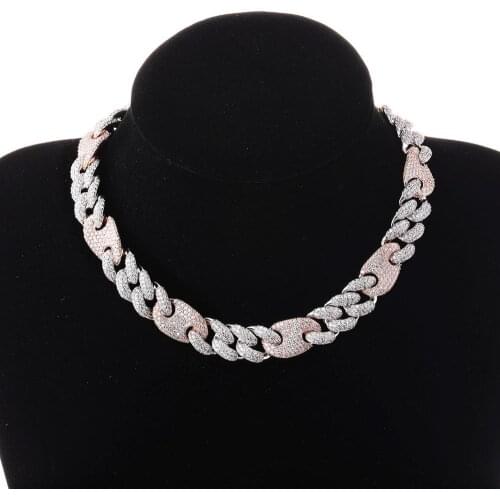 16MM Hip Hop Miami Cuban Chain Iced Out Necklace Rapper Jewelry Cubic Zirconia Gold Sliver