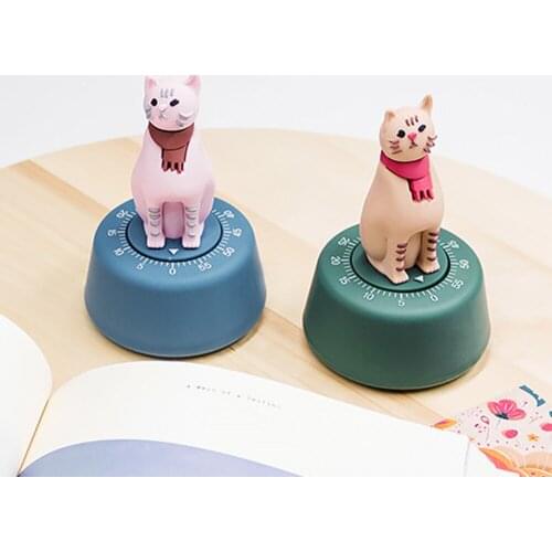 1pcs Cartoon Cat Shaped Kitchen Timer Home Kitchen Alarm Clock Countdown Mins Mechanical Timer For Cooking Baking Frying