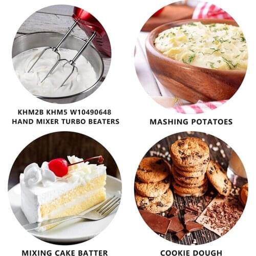 Stainless Steel Hand Mixer Accessories Set of 6 for Kitchen Baking 2 Wired Beater 2 Whisks and 2 Dough Hooks