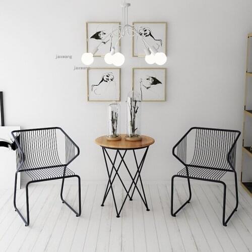 Nordic Wrought Iron Kitchen Dining Chairs Office Bedroom Dormitory Dressing Chair Simple Apartment Clothing Store Back Armchair