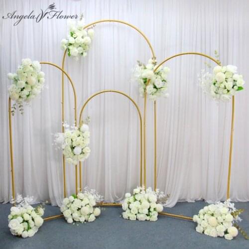 New Frame Wrought Iron Round Arc Wedding Arch Props Mariage Backdrop Scene Gold Shelf Party Birthday Balloon Decor Flower Stand