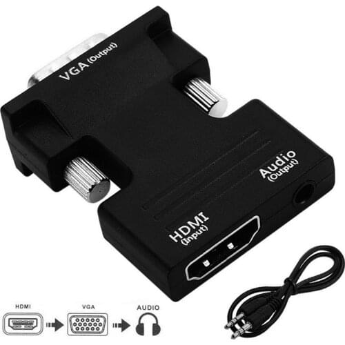 HDMI Female to VGA Male Converter with Audio Adapter Support 1080P Signal Output