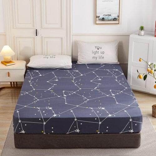 New Product 1pcs 100%Cotton Printed Solid Fitted Sheet Mattress Cover Four Corners With Elastic Band Bed Sheet(no pillowcases)