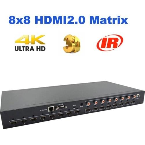 PUZHIJIE HDMI2.0 8X8 HDMI matrix 4K2K 60Hz YUV4:4:4 18Gbps Supports HDCP 2.2 1.4 HDR IR Remote RS232 Control 8x8 matrix hdmi