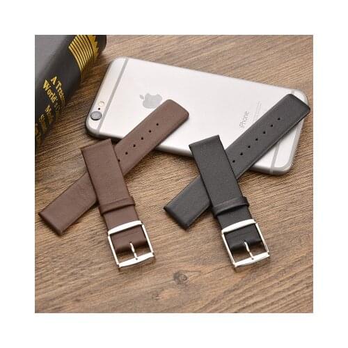 18mm 20mm Genuine Calf Leather Watch Band women men Smooth Soft Ultra-thin Watch Strap Belt Wristband black brown Relojes Hombre