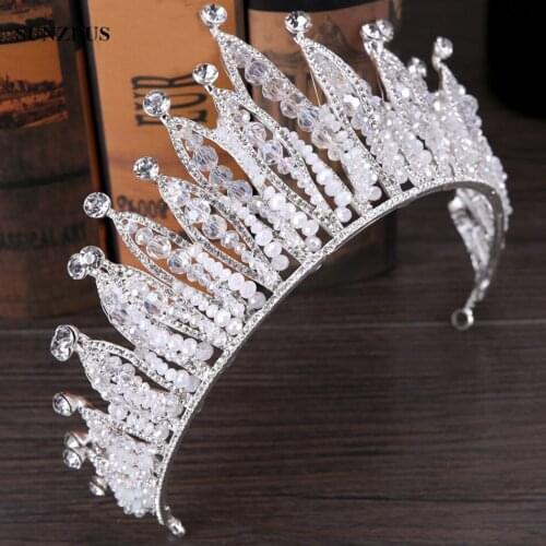 Luxury Sliver Bridal Crown Crystal Wedding Tiara Marriage Accessory Headwear bruids haaraccessoires SQ0212