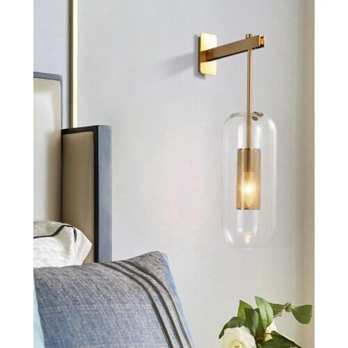 Luxury Plate Shiny Gold Hollow Metal Clear Glass Shades E14 Led Wall Lamp Living Room Corridor Led Wall Scones Lighting Lamparas