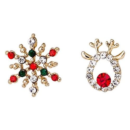 Christmas Asymmetric Womens Earrings Snowflake Antlers Fashion Small Earrings 2021 trend party accessory Women jewelry