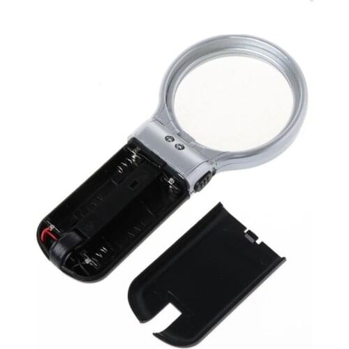 Handheld Desktop Magnifying Glass Multi-Function Folding 3 Times with LED Lights for the Elderly Reading Plexiglass Lens